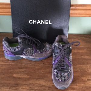 Brand new lace up, knit Chanel sneaker